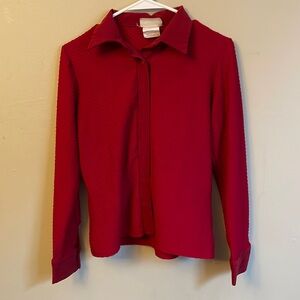 Gorgeous Red long sleeve button down top (Bin N)